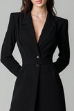 Black Notched Lapel Single Breasted Short Blazer Dress