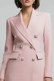 Pink Pencil Double Breasted Peak Lapel Blazer Dress