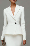 Mermaid Ivory Peak Lapel Midi Work Dress