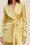 Daffodil Satin 2 Pieces Peak Lapel Women Formal Suits with Sash