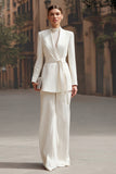 Ivory Shawl Lapel 2 Pieces Formal Suits with Sash
