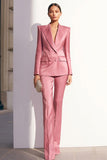 Dusty Rose Peak Lapel Double Breasted 2 Pieces Women Tuxedo