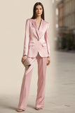 Pink 2 Pieces Satin Peak Lapel One Button Women Tuxedo