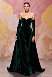 Dark Red Sweetheart Velvet A Line Long Formal Dress