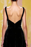 Black Velvet Simple Long Sheath Formal Dress