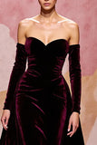 Dark Red Sweetheart Velvet A Line Long Formal Dress