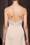 Ivory Sheath Strapless Ruched Long Formal Dress with Slit