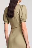 Cowl Neck Sheath Long Olive Wedding Guest Dress