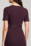 A Line Dark Red Long Wedding Guest Dress With Belt