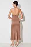 Desert Rose Halter Sheath Long Wedding Guest Dress