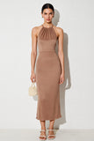 Desert Rose Halter Sheath Long Wedding Guest Dress