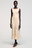 Simple A Line Apricot Midi Wedding Guest Dress