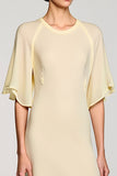 A Line Apricot Keyhole Midi Wedding Guest Dress