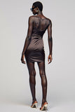 Coffee Sheath Round Neck Mini Cocktail Dress