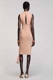 Mermaid Round Neck Asymmetrical Champagne Wedding Guest Dress