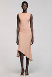Mermaid Round Neck Asymmetrical Champagne Wedding Guest Dress