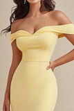 Black Satin Off the Shoulder Mermaid Long Formal Dress