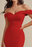 Black Satin Off the Shoulder Mermaid Long Formal Dress