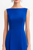 Royal Blue Chiffon A Line Boat Neck Long Formal Dress