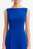 Royal Blue Chiffon A Line Bateau Neck Long Formal Dress