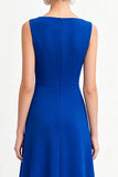 Royal Blue Chiffon A Line Bateau Neck Long Formal Dress