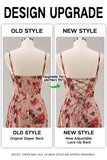 Dusty Rose Sheath Corset Ruched Floral Long Bridesmaid Dress with Side Streamer