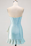 Sparkly Yellow Tight Sweetheart Corset Beaded Short Cocktail Dress with Ruffles