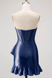 Sparkly Yellow Tight Sweetheart Corset Beaded Short Cocktail Dress with Ruffles