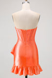 Sparkly Yellow Tight Sweetheart Corset Beaded Short Cocktail Dress with Ruffles