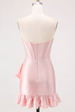Sparkly Yellow Tight Sweetheart Corset Beaded Short Cocktail Dress with Ruffles