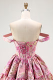 Off The Shoulder Printed A-Line Corset Homecoming Dress