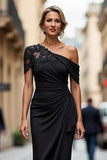 Black Mermaid Asymmetrical Mother of the Bride Dress with Appliques