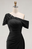 Black Mermaid Asymmetrical Mother of the Bride Dress with Appliques