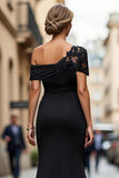 Black Mermaid Asymmetrical Mother of the Bride Dress with Appliques