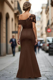 Black Mermaid Asymmetrical Mother of the Bride Dress with Appliques