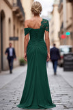 Sparkly Black Mermaid One Shoulder Beaded Long Mother of the Bride Dress