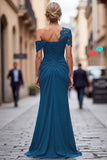 Sparkly Black Mermaid One Shoulder Beaded Long Mother of the Bride Dress