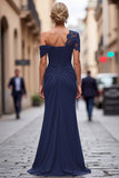 Sparkly Black Mermaid One Shoulder Beaded Long Mother of the Bride Dress