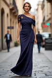 Black Mermaid Asymmetrical Mother of the Bride Dress with Appliques
