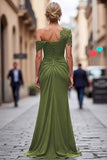 Sparkly Black Mermaid One Shoulder Beaded Long Mother of the Bride Dress