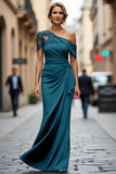 Black Mermaid Asymmetrical Mother of the Bride Dress with Appliques