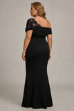 Sparkly Black Mermaid One Shoulder Beaded Long Mother of the Bride Dress