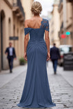 Sparkly Black Mermaid One Shoulder Beaded Long Mother of the Bride Dress
