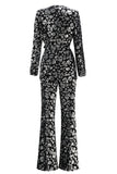 Sparkly Black Slim Fit 2 Piece Women's Prom Suit with Sash