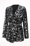 Sparkly Black Slim Fit 2 Piece Women's Prom Suit with Sash