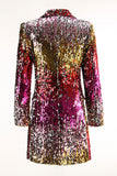 Sparkly Gold and Red Notched Lapel Women's Blazer