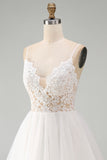 White Lace A Line Spaghetti Straps Short Graduation Dress