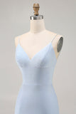 Blue Beaded Spaghetti Straps Bodycon Short Homecoming Dress