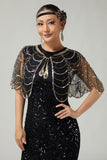1920s Sequin Black Golden Women Cape