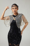 1920s Sequin Black Golden Women Cape